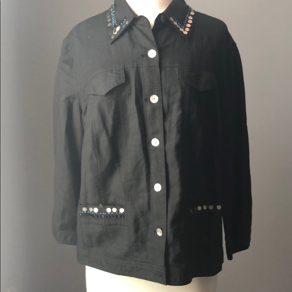 Ruby Rd. Woman Embellished Linen Blend Jacket
